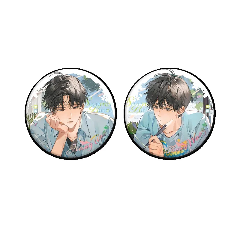 Mou Mou Novel Musuli Turunan Perifer Seri Angin Musim Panas Lencana Kartu Foto Bata Akrilik Jiang Tian dan Sheng Wang