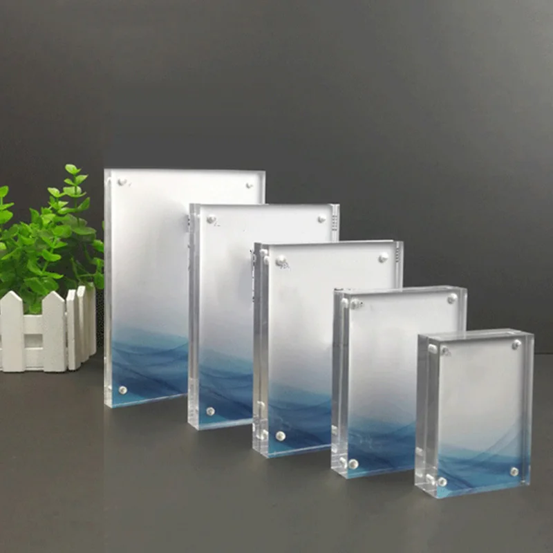 Acrylic Photo Frame Desktop Display Pictures Holder Right Angle Photo Frame Two Pieces Of 0.8 Cm Thick Wedding Photos Stand