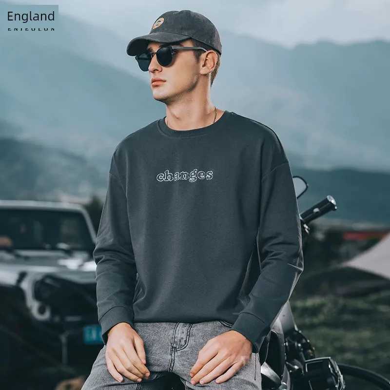 

English Baron Autumn China-Chic Changes Alphabet Guards Men's Fashion Brand Round Neck Loose Pullover Long Sleeve Coat