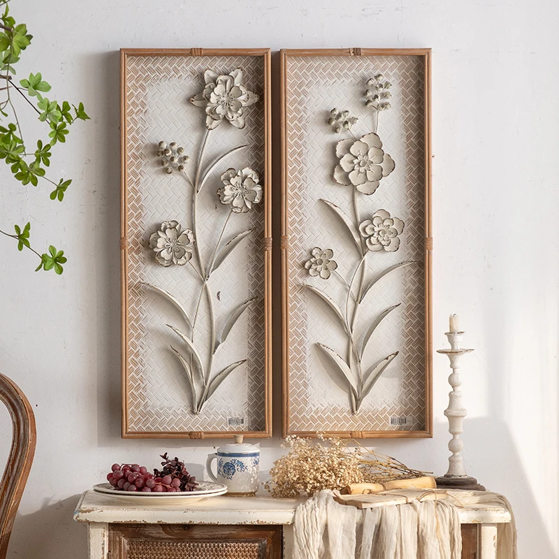 

American retro old wrought iron wall decoration entrance living room background wall decoration creative relief art wall hanging