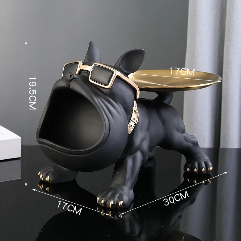 30cm/11.8인치 크기의 집 장식용 불독 조형물, 강아지 조각상, 열쇠 보관함, 동물 장식품, 레진 공예품, 강아지 조각상 썸네일 6