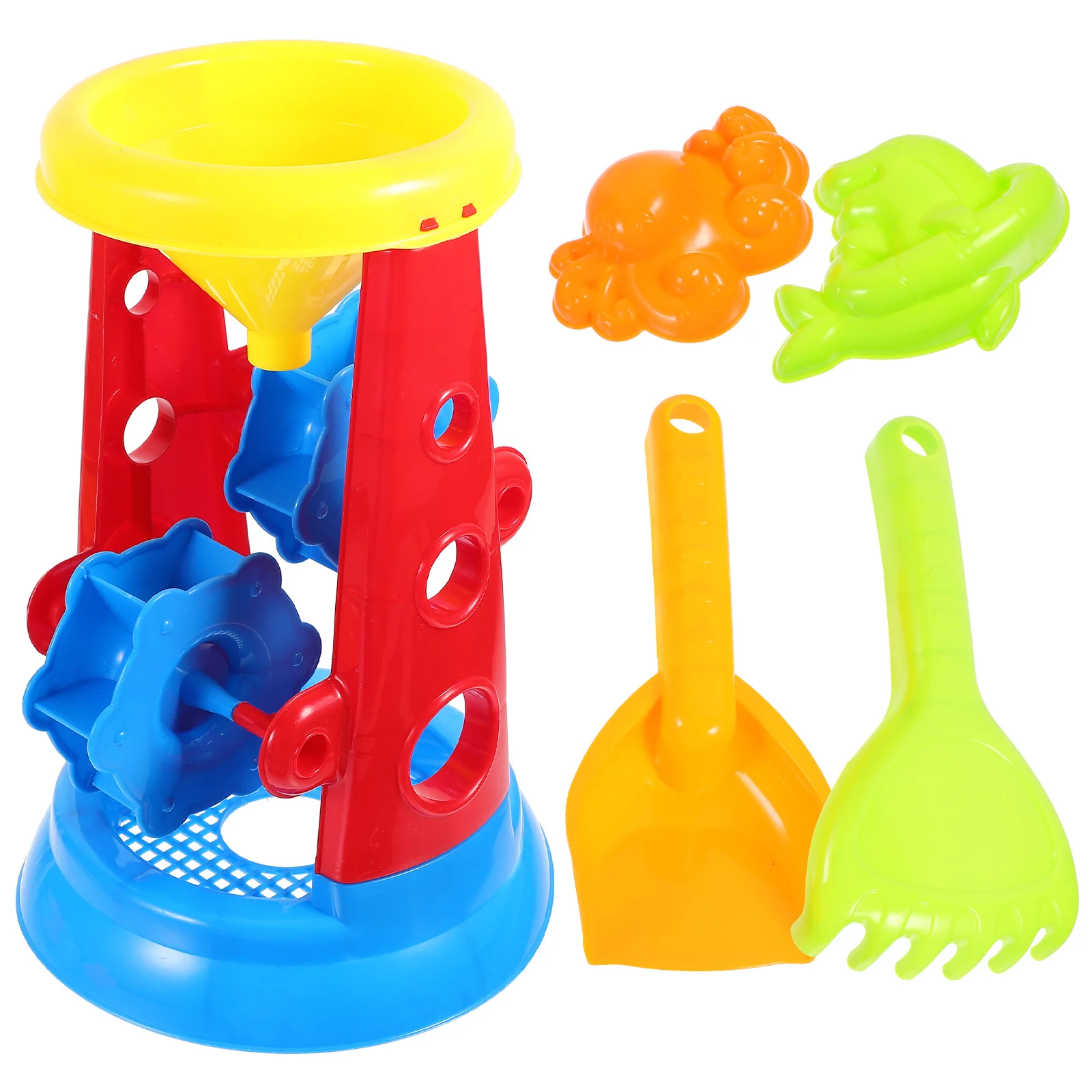 5PCS Plastic Beach Toys Set Sand Bucket Toy Sand Clock for Beach Kids Playing Outdoor Plastic Toy