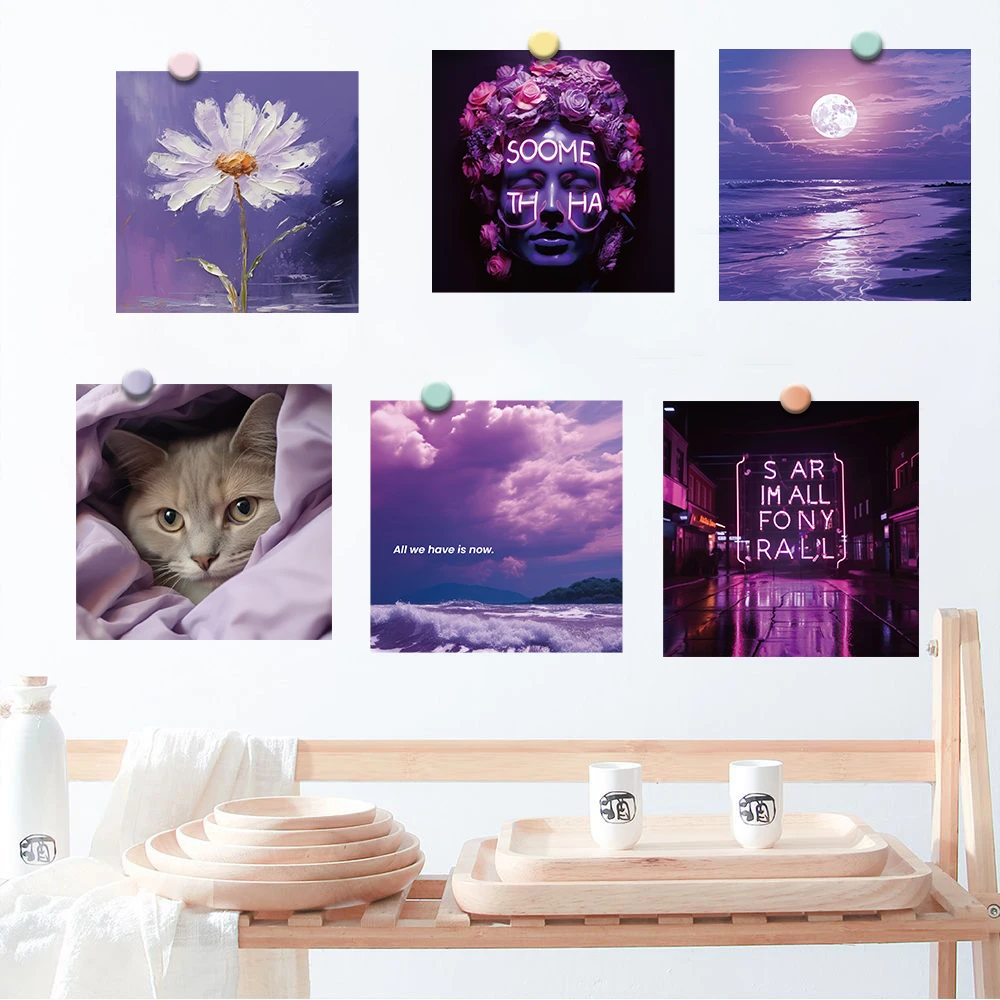 15 PCS Purple Fantasy Card Stickers Poster Home Decoration Card Student Kids Living Room Decoration Wall Art Picture Stickers