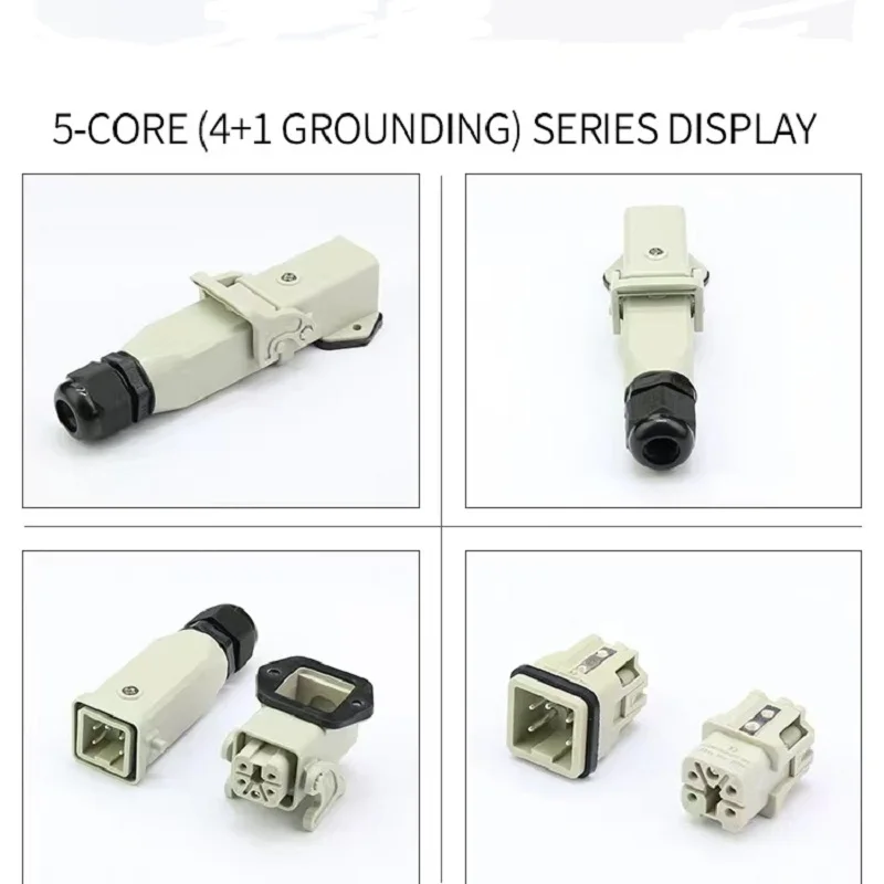 WZAZDQ HA Heavy Duty Connectors with Plastic Case 4/5/6/8 Pins Aviation  Industrial Waterproof Plug and Socket  220V 10A/16A