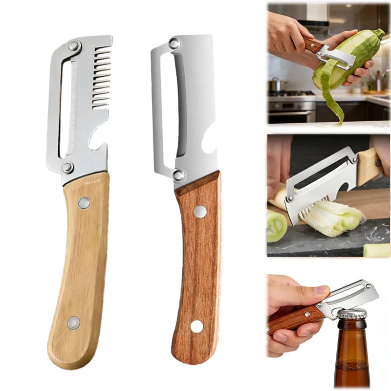 1-20PCS 2 in 1 Stainless Steel Kitchen Tool Vegetable Cutter Grater Slicer Peeler for Onion Ginger Julienne Opener