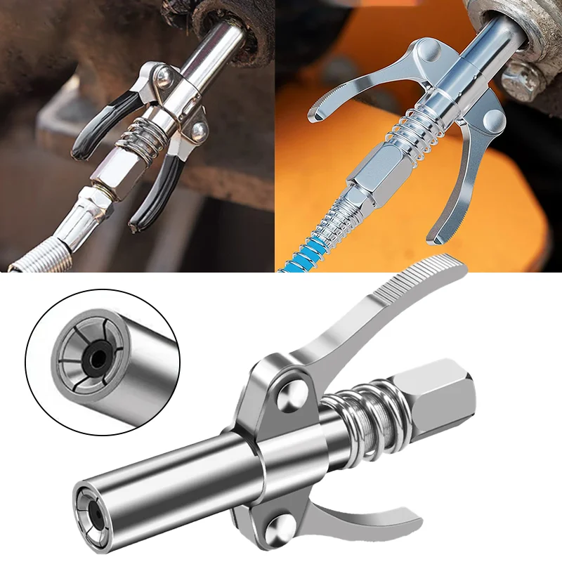 High Pressure Self-locking Grease Nozzle Universal Stainless Steel Single/double Handle Grease Gun Coupler Car Repair Tools