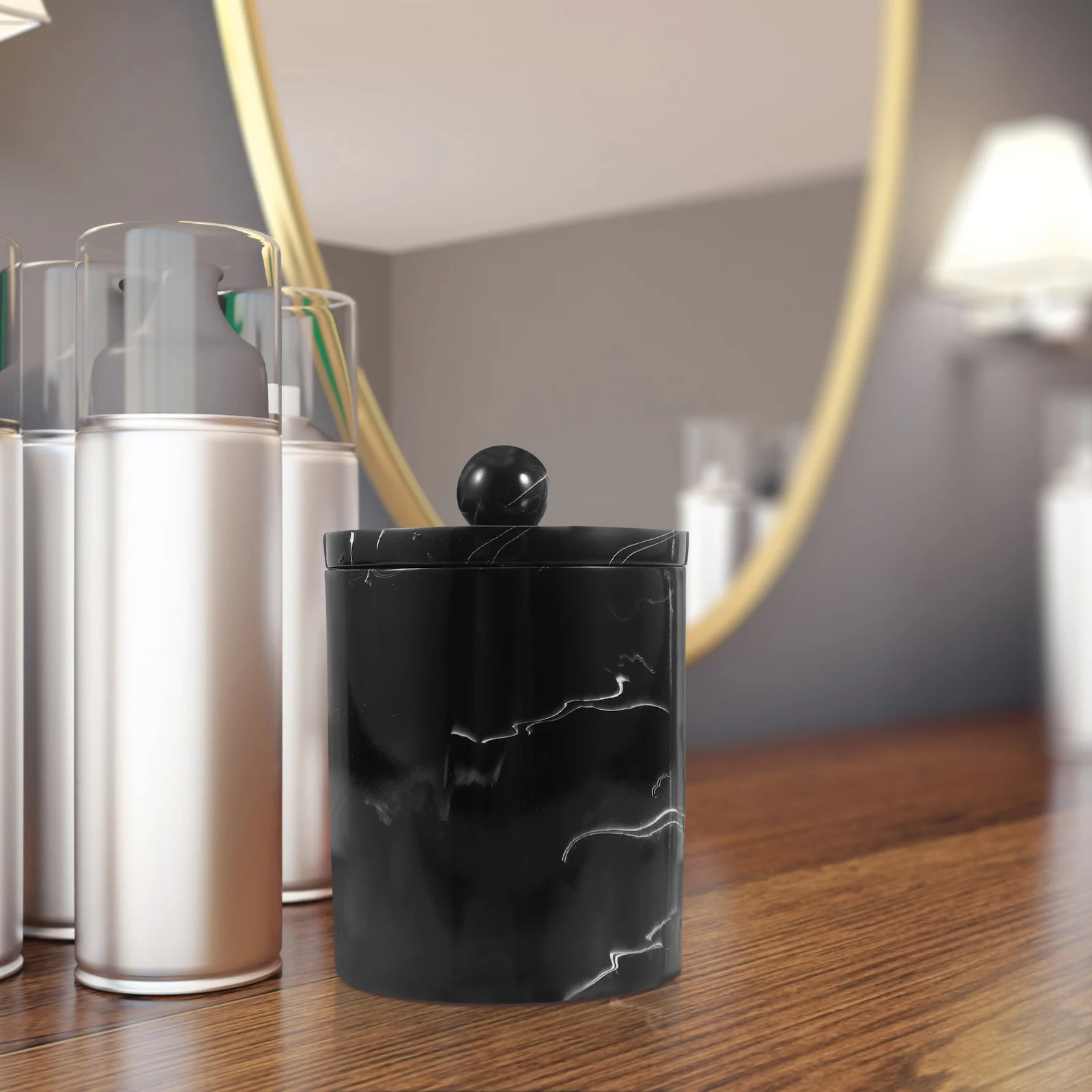 

Marble Storage Box Cotton Swab Holder Toothpick Organizer Resin Container Bathroom Decor Pad Dust Moisture Proof Hand Polished