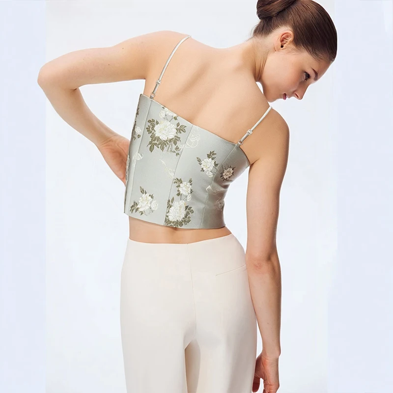Amii Women Top 2026 Spring New Jacquard Sling Vest Women Adjustable Shoulder Strap Inner Waist-cinching Sleeveless Top 12651005 image 6