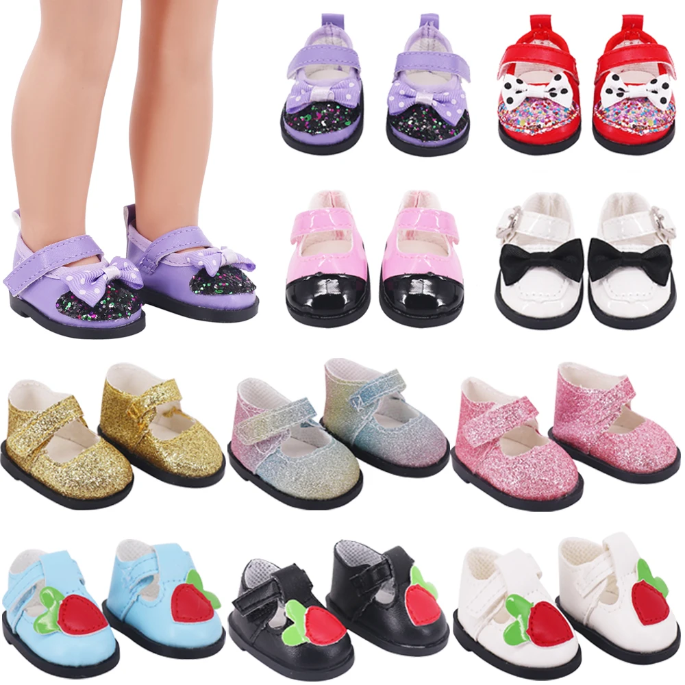 Cute Bow Doll Shoes 5Cm Length Sequins For 14.5inch Wellie Wisher&32-34Cm Paola Reina Doll Clothes Accessories  Russian Toy