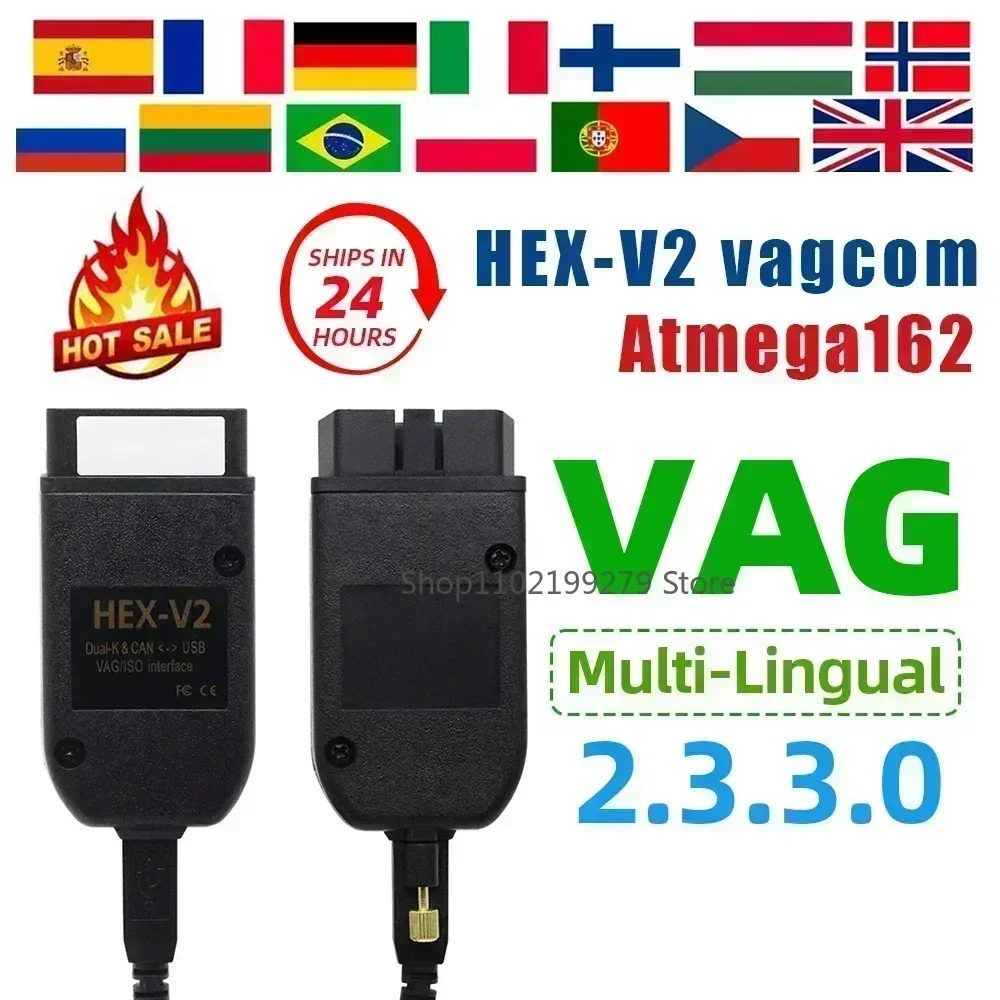 VCDS VAGCOM Interface VCDSCAN HEX V2 Update 23.3.3 FOR VW Skoda AUDI Seat Multi-Language Vehicle Diagnostics Tools