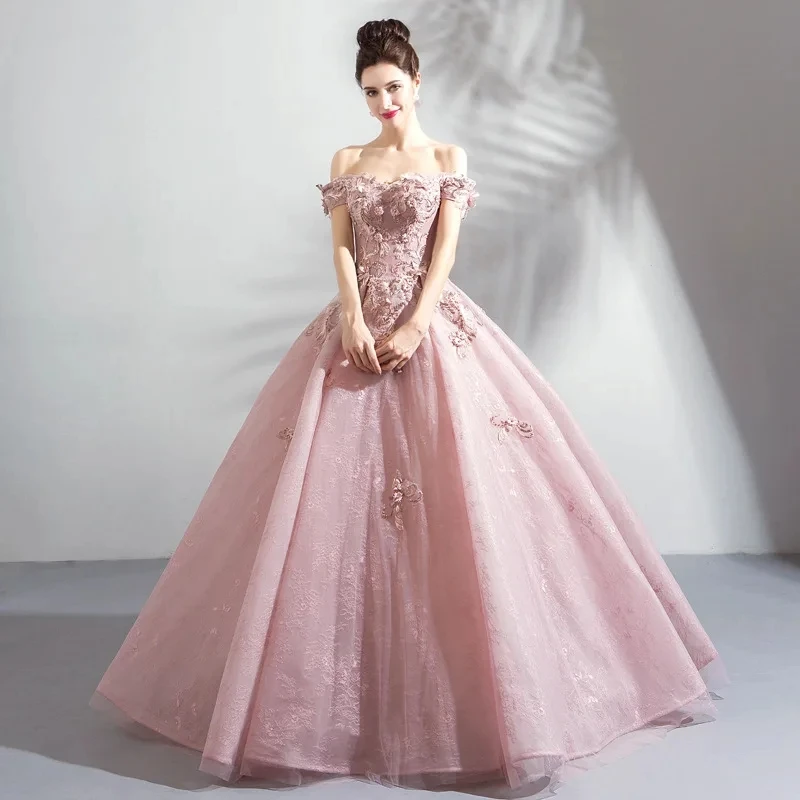 BOMARIS Dusty Pink Off-Shoulder Ball Gown Quinceanera Dresses 15 Party Fashion Applique Formal Cinderella Birthday Customized