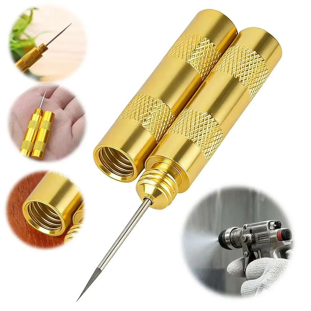 Spray Gun Nozzle Cleaning Needle Tool - Yellow Golden Metal Pin For Unclogging Maintenance Tool