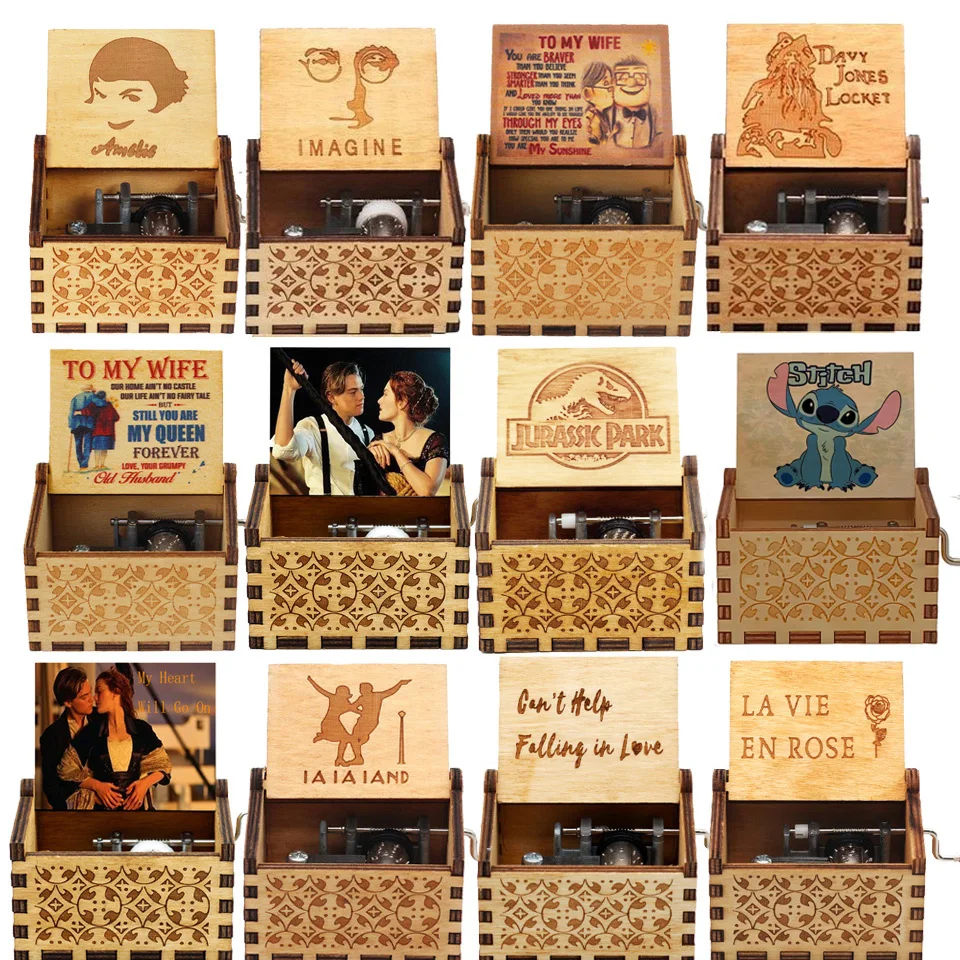 Caja de música con manivela de madera tallada antigua, figura de Anime Davy, regalo creativo de cumpleaños y Navidad del Caribe, gran oferta, 2026