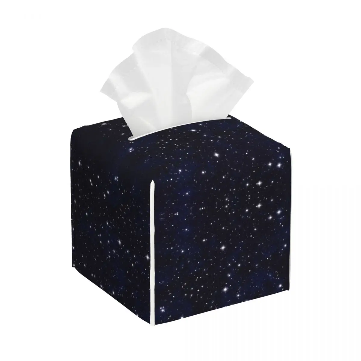 Custom Night Sky Space Galaxy Tissue Box Cover PU Leather Square Universe Facial Tissues Holder for Home