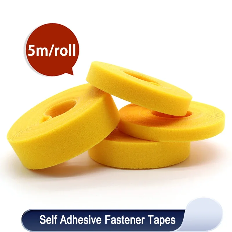 

Yellow Cable Ties Reusable Loop Bundle Self Adhesive Yellow Nylon Strap Organizer Clip Wire Holder Management Fastening Tape