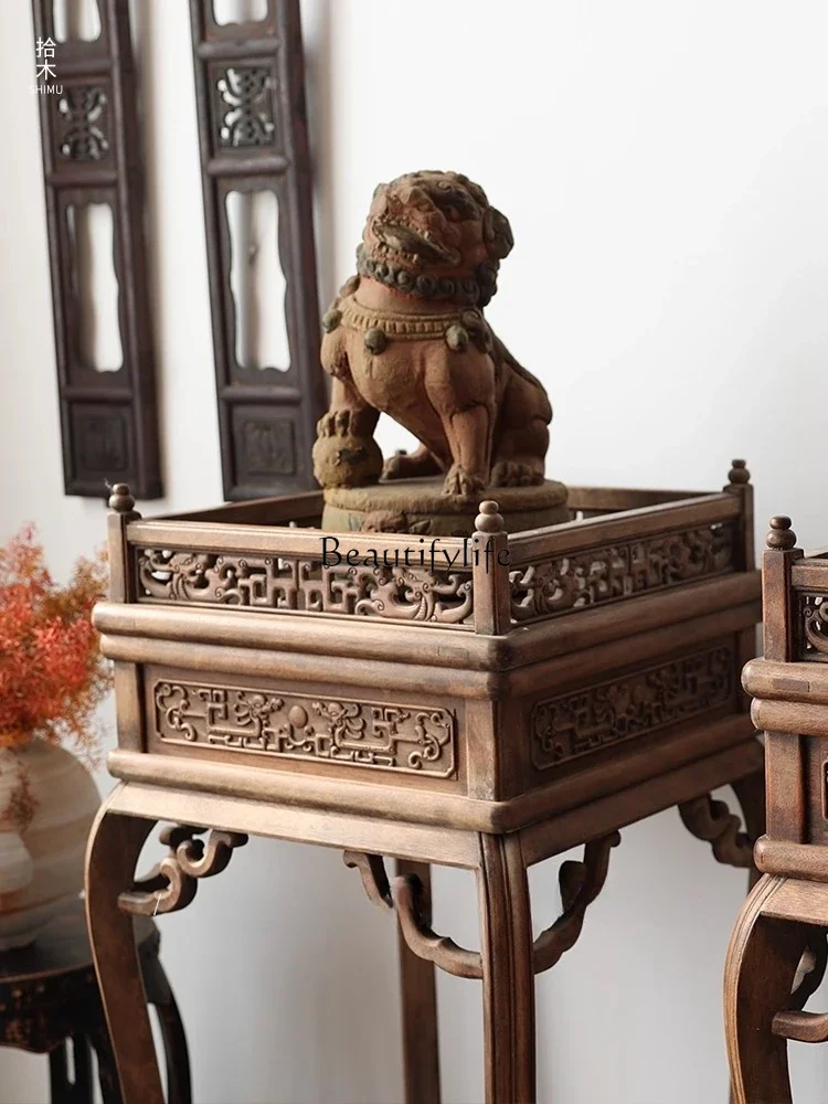

yj32 Flower stand flower rack combination side few living room display solid wood Chinese style