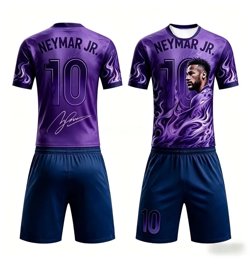 2026 Summer Neymar # 10 Commemorative Football Jersey Shorts Sleeve T-shirt and Shorts Set Sports Training Wear Family Kids Tees