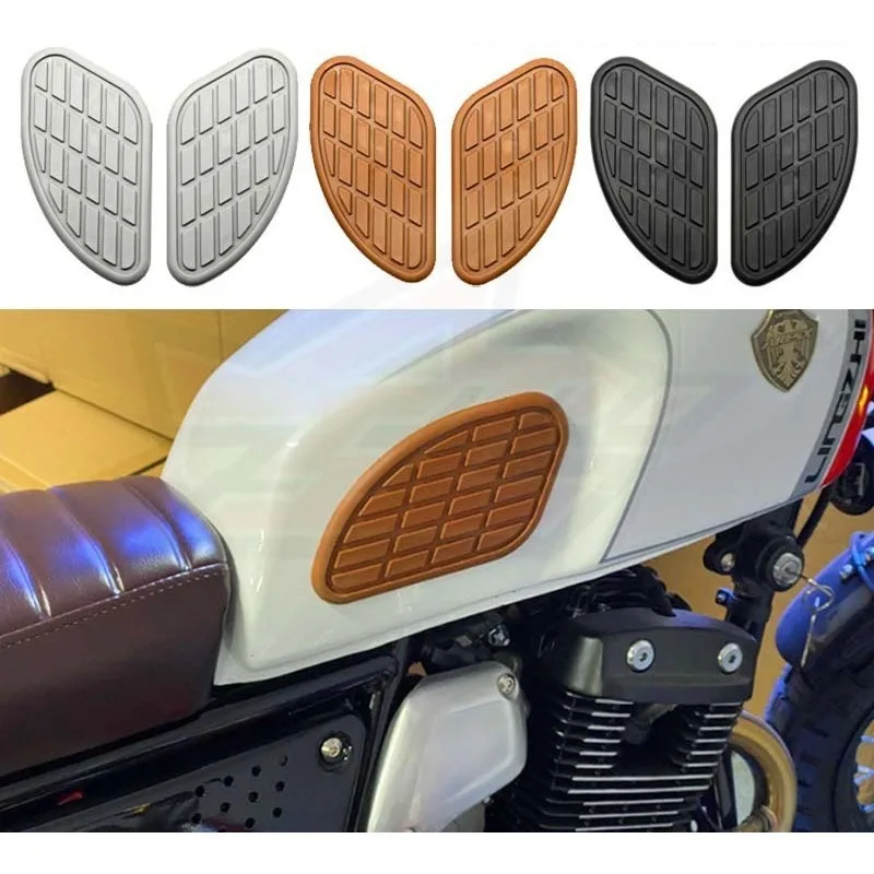 2Pcs Retro Motorcycle Cafe Racer Gas Fuel Tank Rubber Sticker Protector Knee Tank Pad Grip Decal 2026 NEW