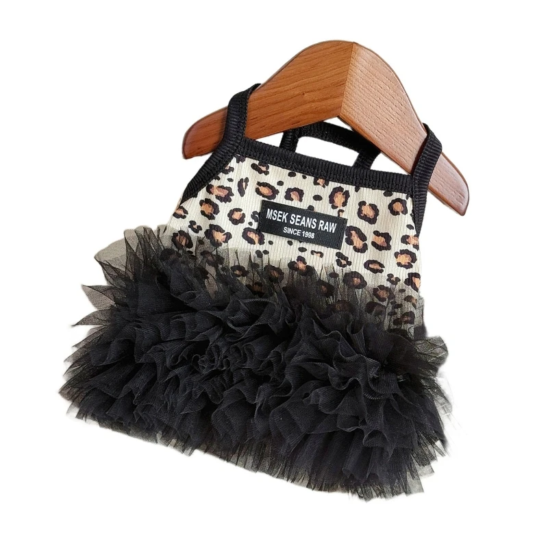  Pet Dress for Small Dog Sweatshirt Princess Leopard Print Clothes Soft Skirt