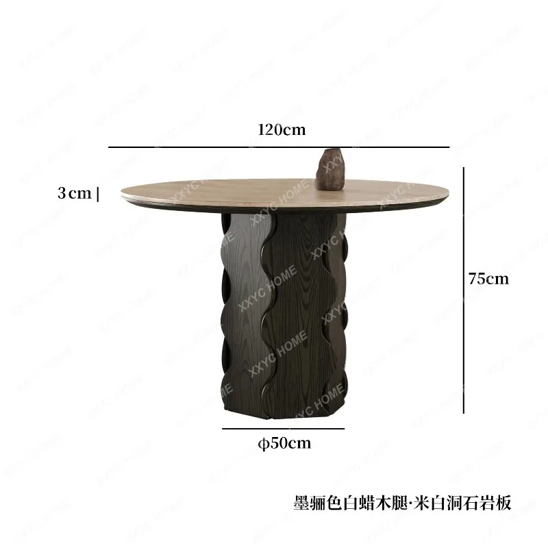 

JYA12 Rock Plate Dining Tables France Vintage Solid Wood ART Round Table Living Room Dining Room