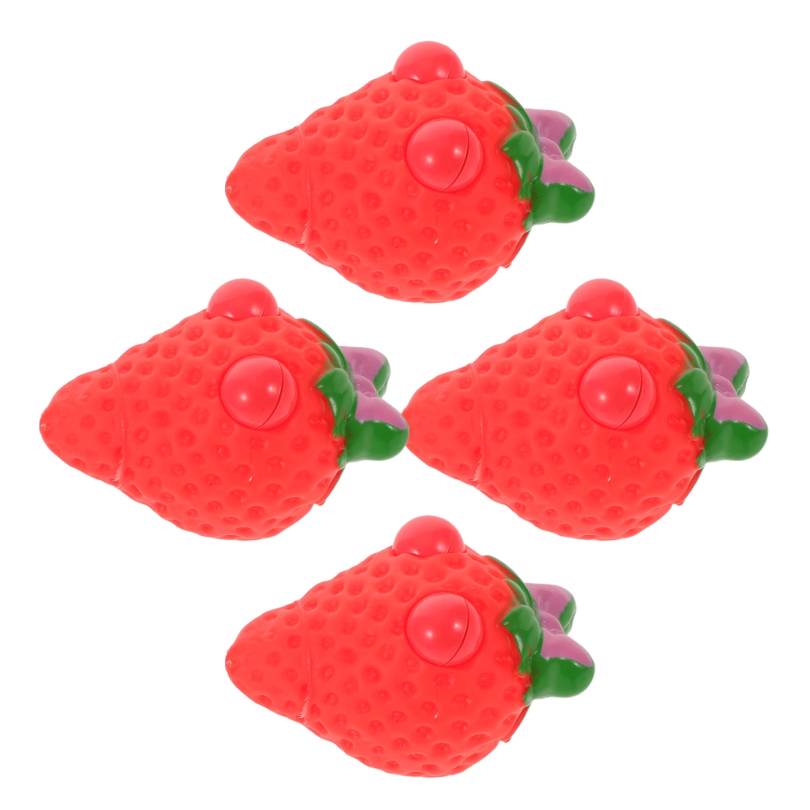 ของเล่นสตรอว์เบอร์รีจำลอง 4 ชิ้น ของเล่นสนุกๆ สำหรับงานปาร์ตี้ ช่วยคลายเครียด ของเล่นพลาสติกปลอม บีบได้เหมือนจริง