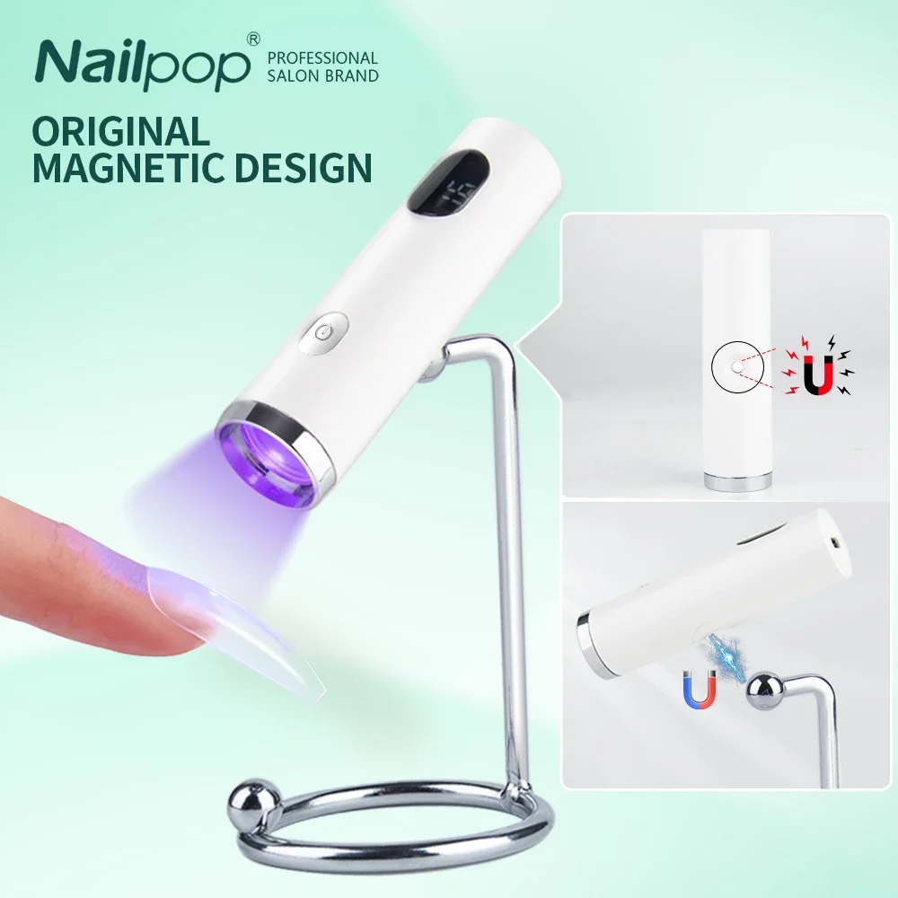 Nailpop UV Light with Stanp Handheld Mini Nail Cure Lamp with Silicone Stamper Nail Dryer Fast Curing for Gel Polish Glue Gel