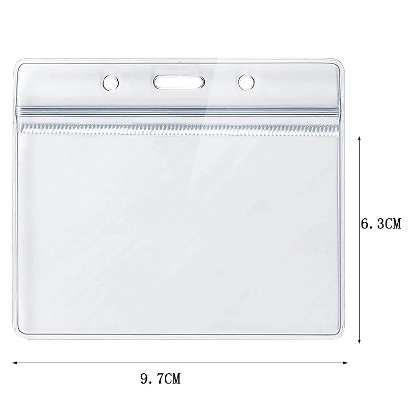 50 Stks/pak Horizontale Transparante Pvc Plastic Id-Kaart Badgehouder Met Ritssluiting Id Houder Kantoorbenodigdheden