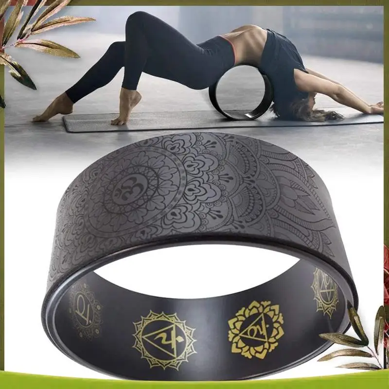 

Reliable-Yoga Wheel Natural Yoga Auxiliary Wheel Massage Mandala Pattern Wheel Backbend Artifact Pilates Yoga Circle