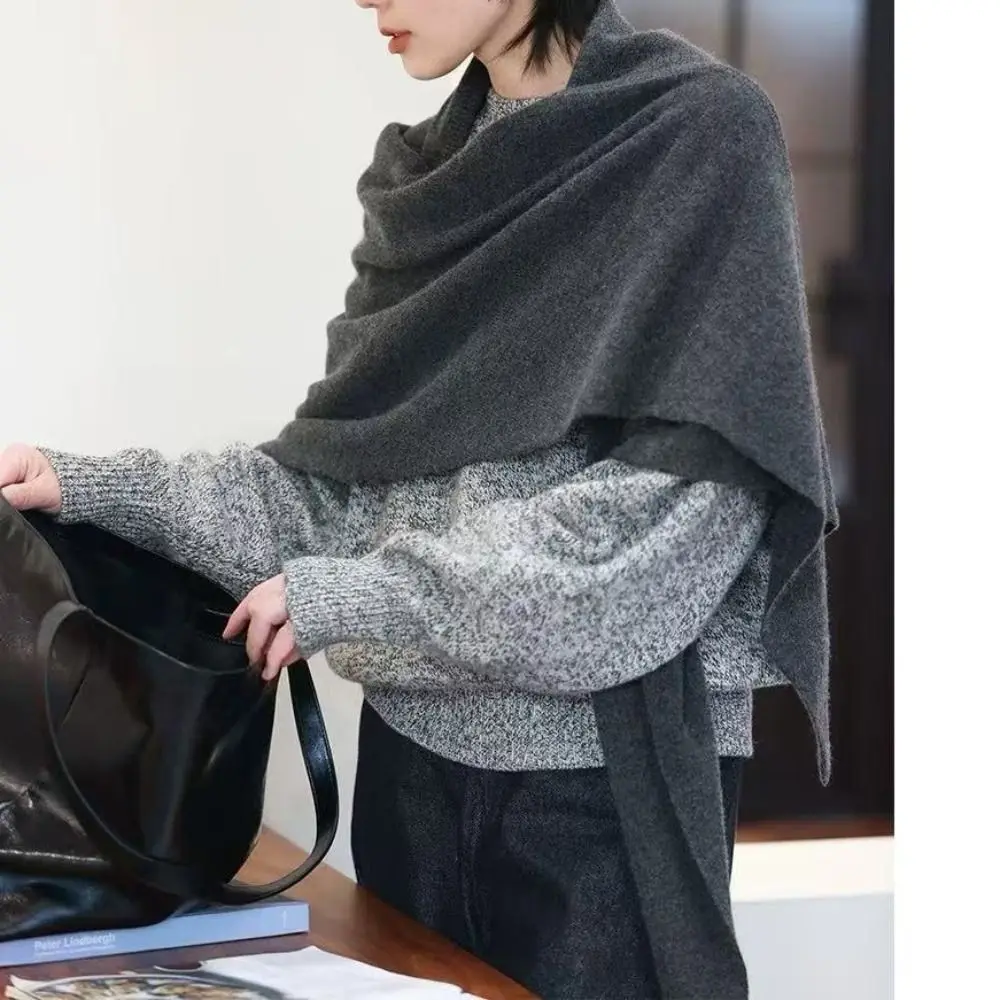 

Модный большой длинный треугольный шарф, вязаные зимние шарфы большого размера, многофункциональная шерстяная кашемировая дорожная шаль для женщин