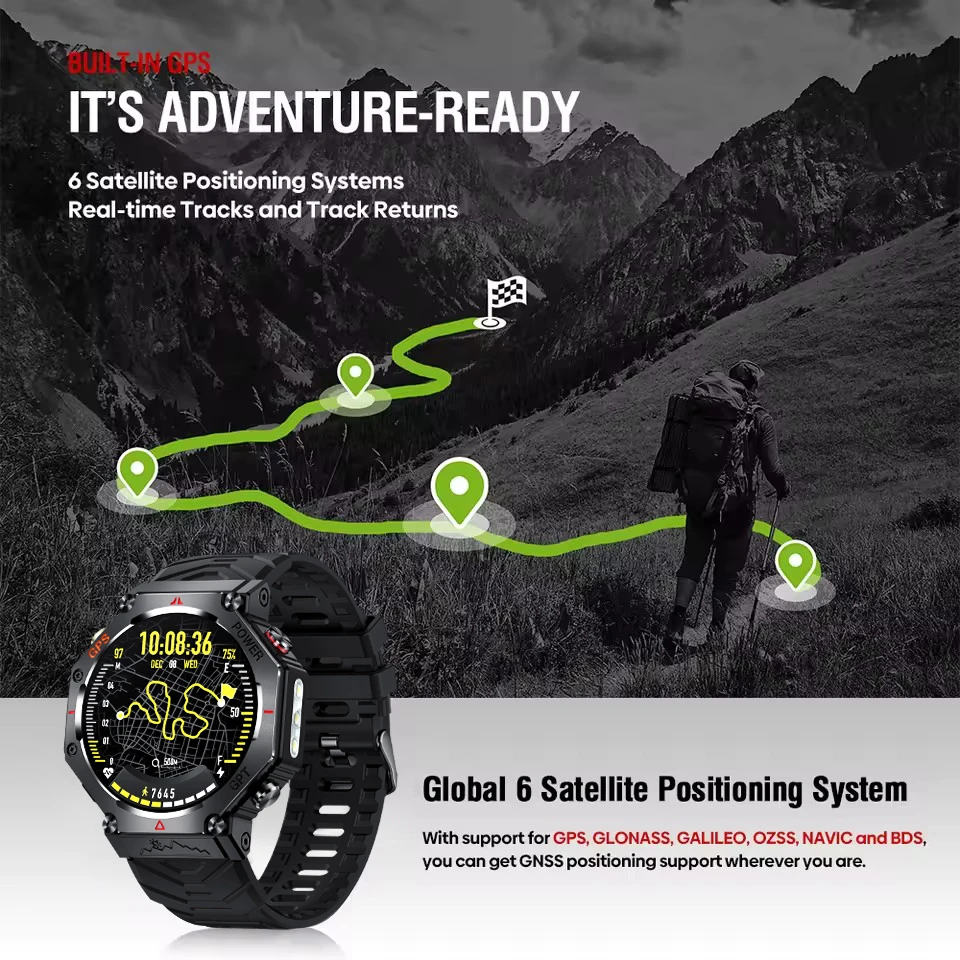 NEW T-Rex GPS Smart Watch 1.39 AMOLED Display Built-in Compass Barometric Altimeter Flashlight Voice Call Smartwatches For IOS