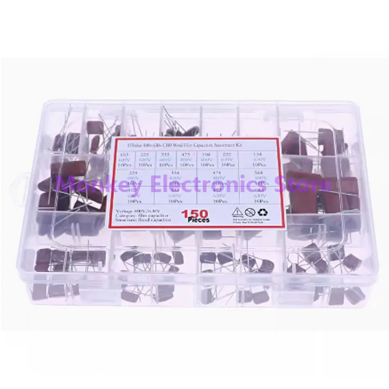 Imagem -02 - Grupo do Capacitor do Filme do Metal Não Polaridade 400v 630v 10nf68nf 15value 10 Pcs 150 Pcs