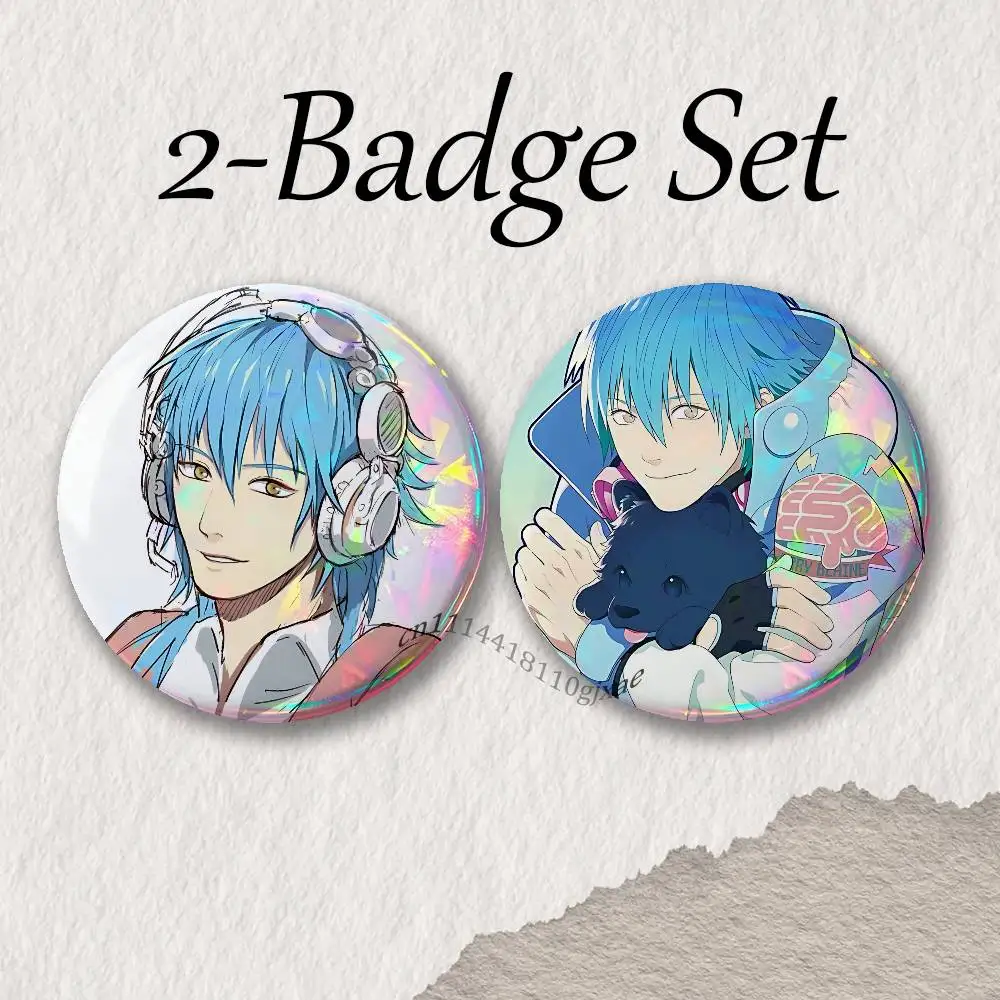 Aoba Seragaki D-DRAMAtical Brooches for Backpack Accessories 25,32,44,58,75mm Round Enamel Pins 2-piece set Cartoon Anime Badge