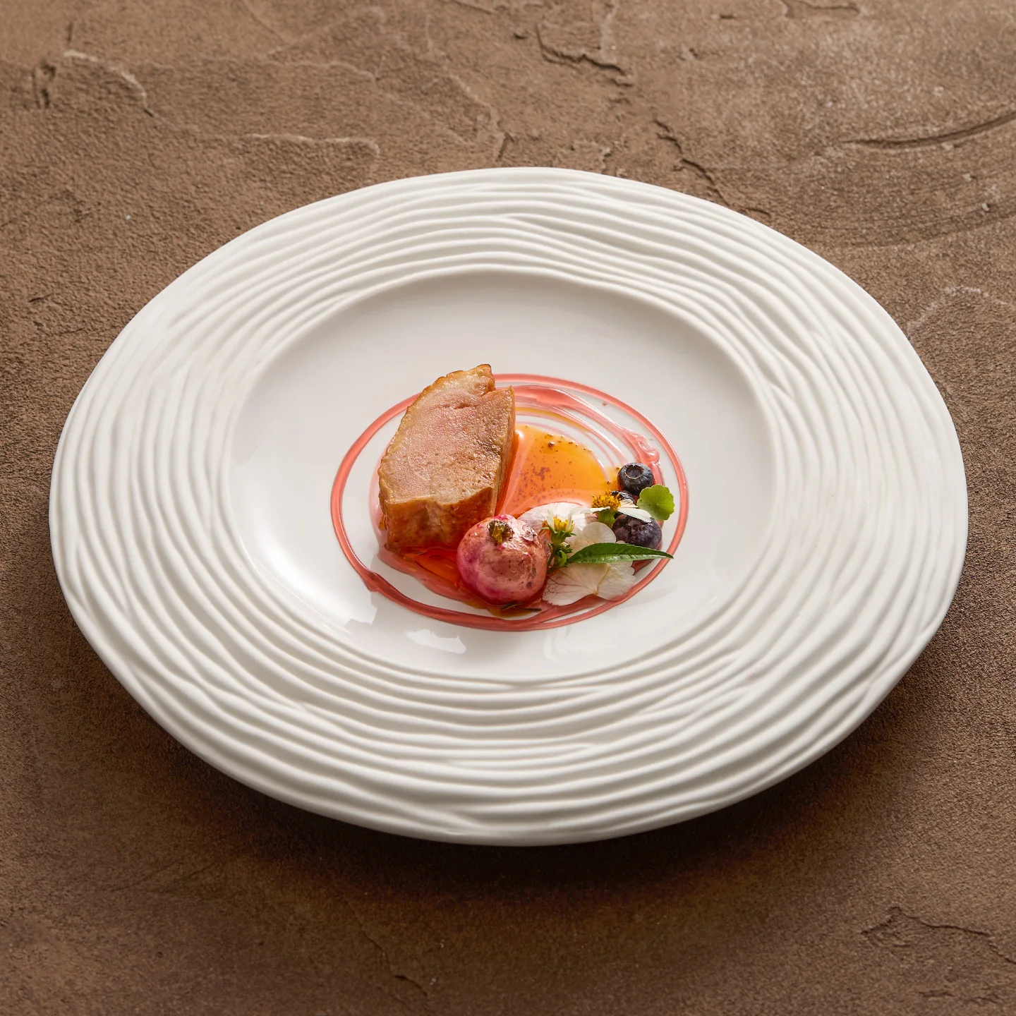 

Matte Wave Pattern Ceramic Plate Double-layer Dessert Plate Steak Plate Pasta Dish Serving Plates Molecular Cuisine Tableware