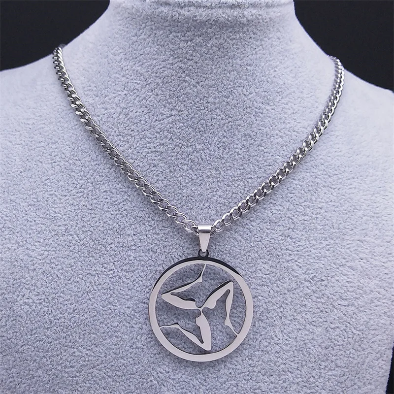 Griechischer Triskelion Triskele Anhänger irische Halsketten Edelstahl altes Symbol sicily Halskette Teen Wolf Schmuck Geschenk n3387s03 – Detail 9