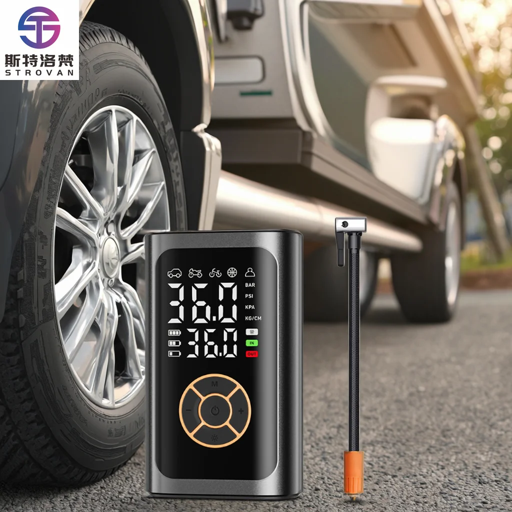 Wireless 60W ABS Air Compressor Portable Tire Inflator Emergency Light Tire Pressure Digital Pump for Automotive