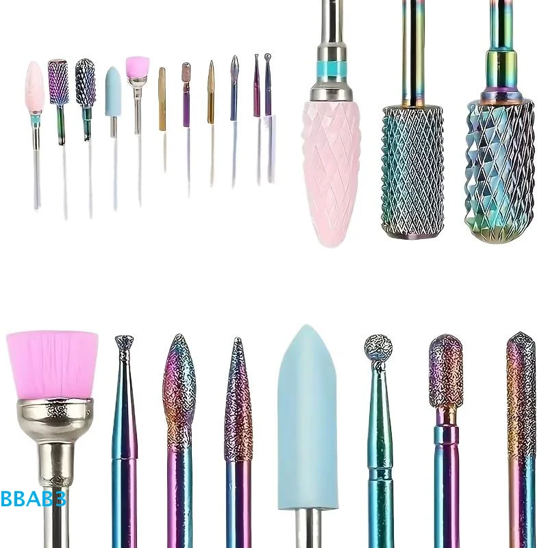 【B】11 Pz/scatola Set di punte per trapano per unghie in ceramica professionale Punta per lima per unghie per manicure elettrica per unghie e cuticole in gel acrilico