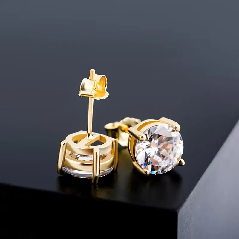 مويسانيتي ترصيع أقراط تمرير الماس اختبار القلم للرجال النساء 18K البلاتين مطلي العروس الزفاف الأحجار الكريمة 925 أقراط فضية