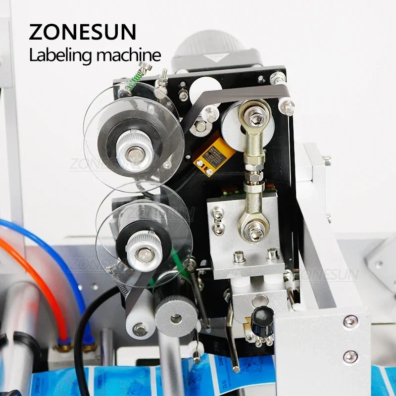 ZONESUN Automatic Bottle Labeling Machine Single Double Side Sticker Juice Round Bottle Label Applicator with Dater ZS-TB190