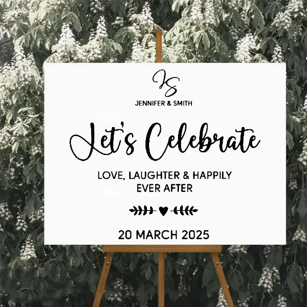 Pegatinas de boda con fuente artística para nombres de novio y novia, calcomanías de pista de baile con hermosos deseos, celebración, fecha S2208