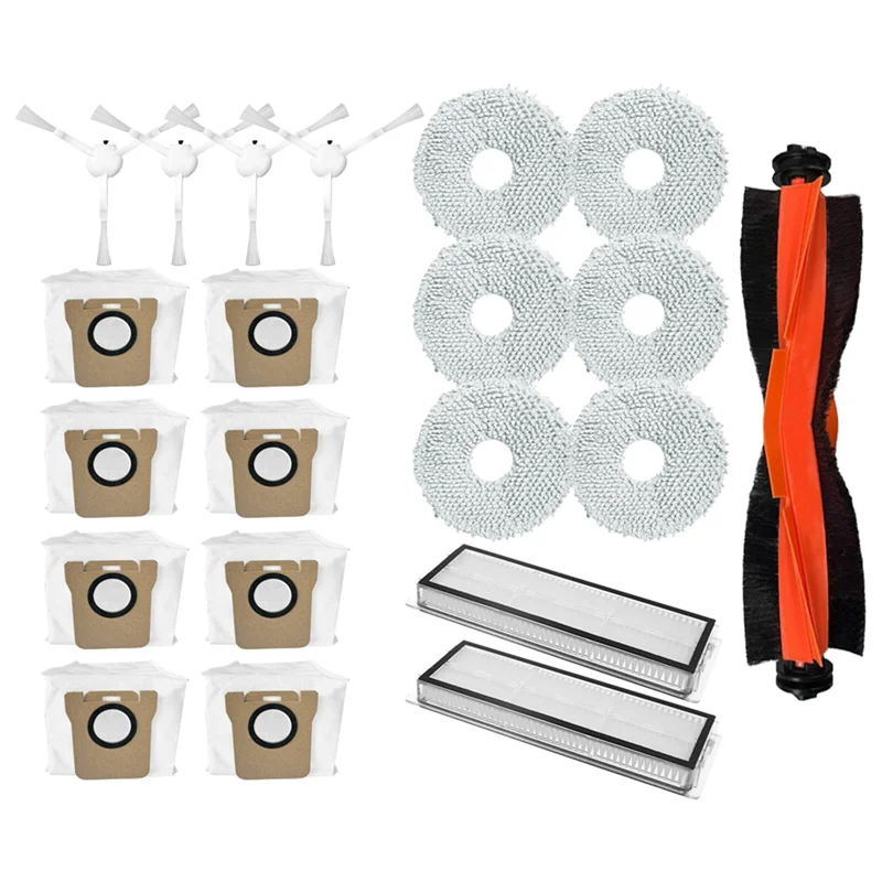 Beverk】21 peças escova de vácuo filtro hepa esfregão pano saco de pó para xiaomi x20 +/x10 +/x20 plus/x10 plus aspirador de pó substituição acc