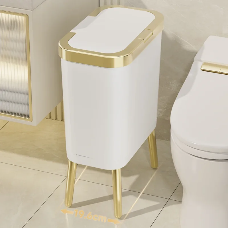 Standing Trash Can 15L Large Capacity Bin Bathroom Wastebasket Toilet Garbage Office Trash Can with Lid Multi-Functional