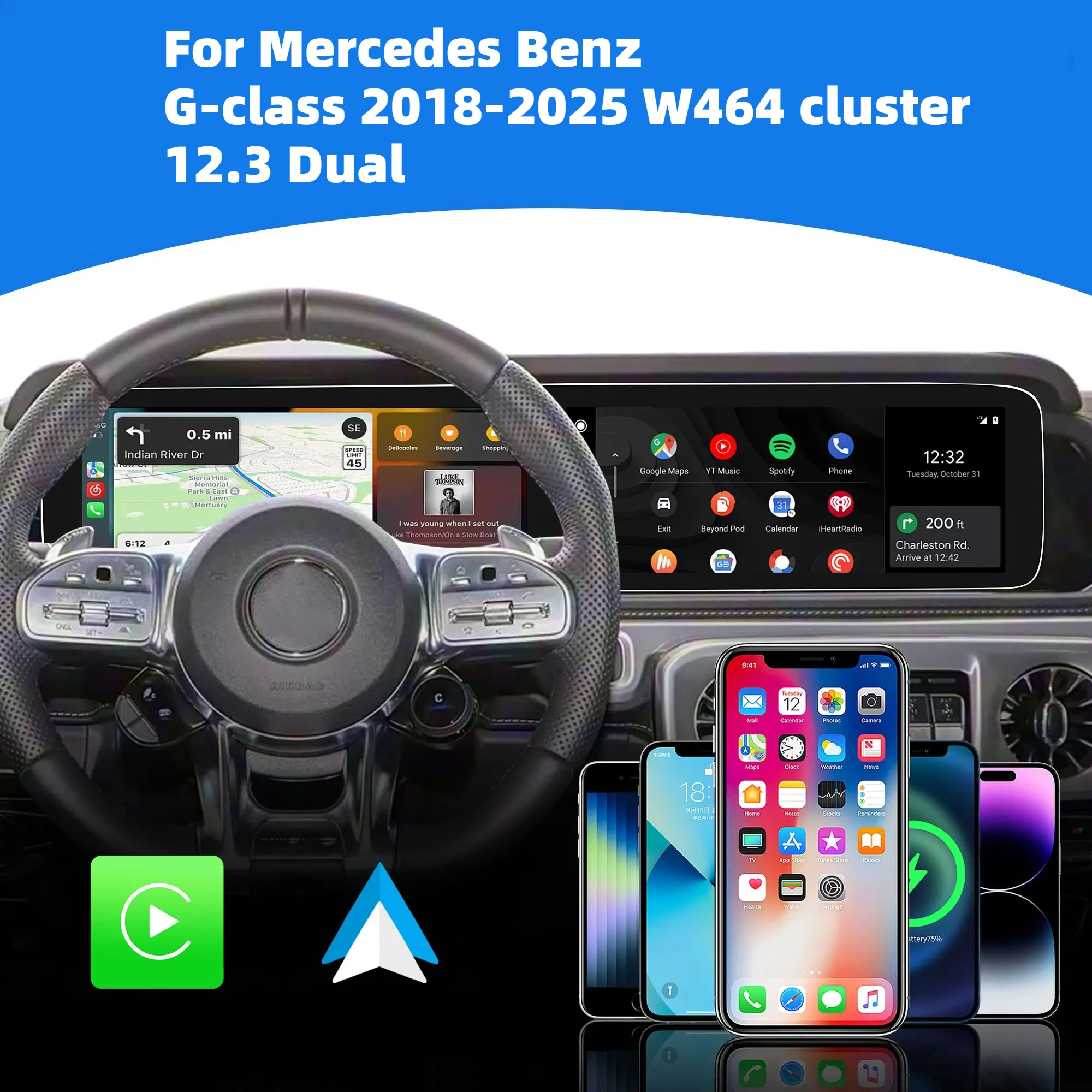

12.3 Dual Lcd For Mercedes Benz G-class 2018-2025 W464 cluster instrument panel digital dashboard carplay autoradio NTG 5.5 6.0