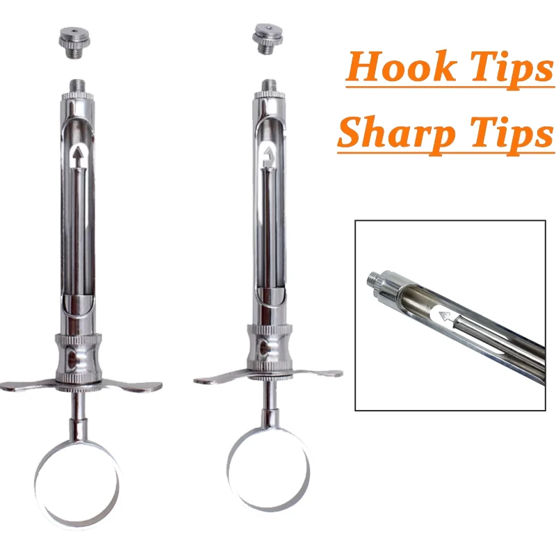 5pcs Dental Aspirating Syringe Stainless Steel Autoclavable for Teeth Care & Oral Surgery Injection