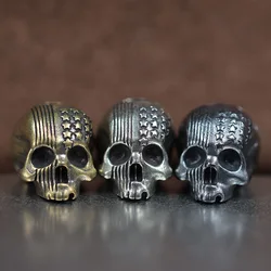 Punk Skull Head Brass Knife Bead Vintage Skeleton Face EDC Outdoor Tool Survival Paracord DIY Bracelet Lanyard Pendant Accessory