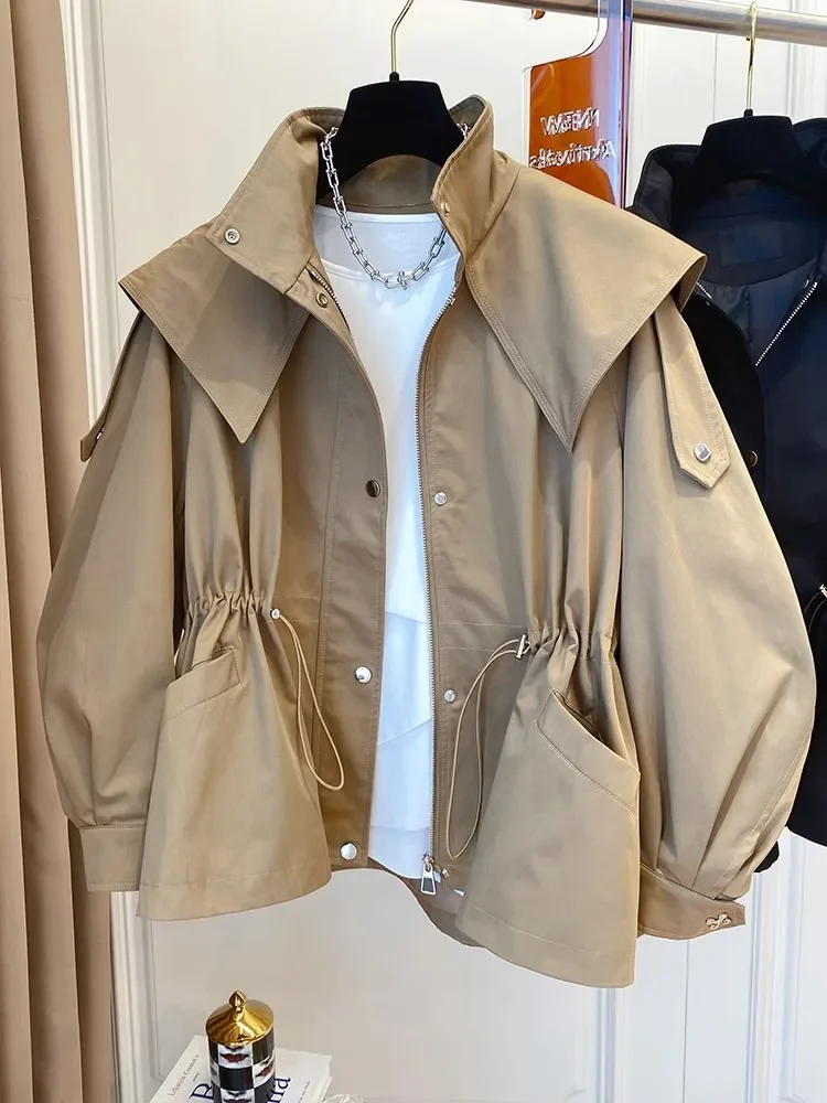 

Casual Short Khaki Trench Waist Party Design Jacket Chic Girls Short Comfortable Fashion Korean Vintage Tops For Women