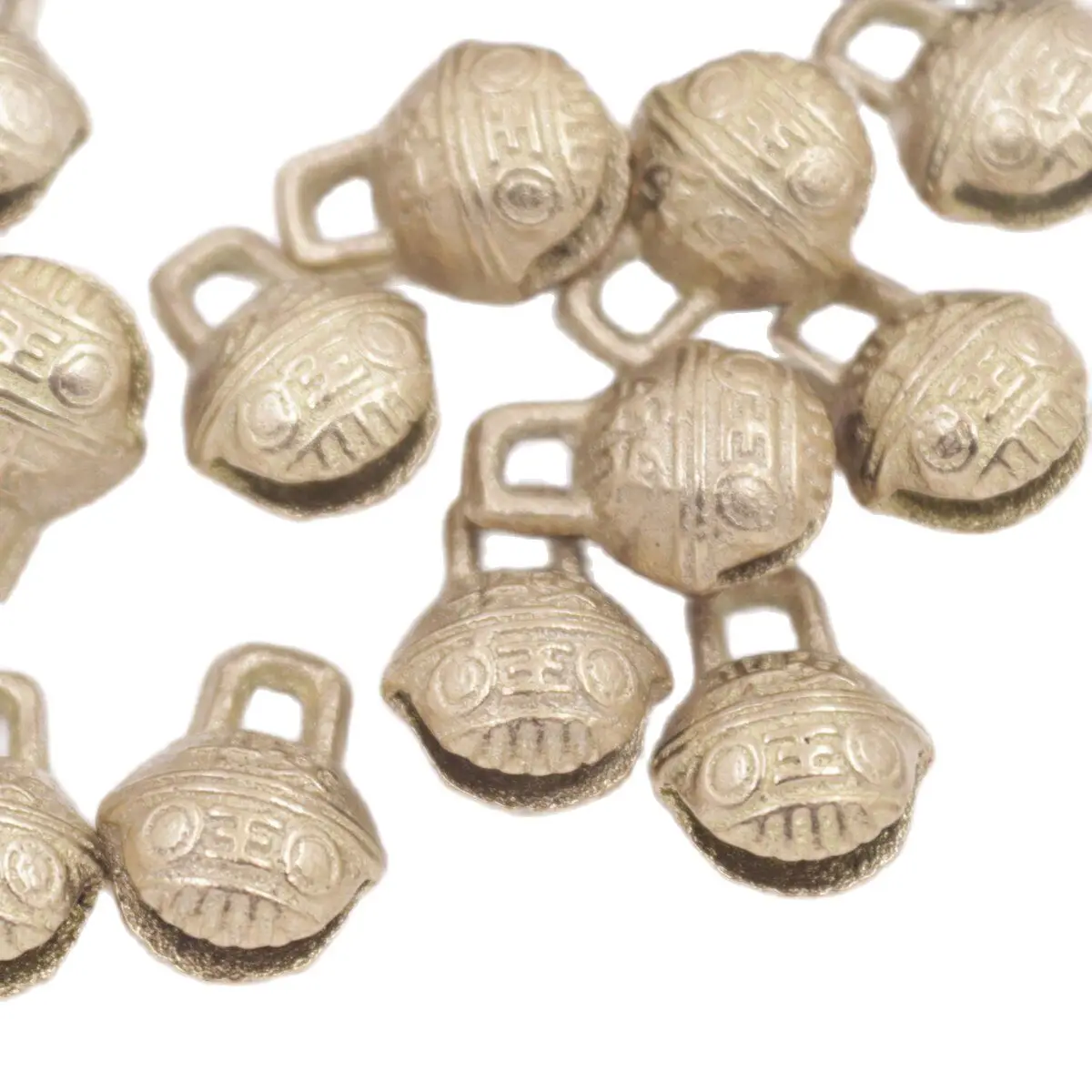 100PCS Collectibles 9mmX12mm Tibetan Brass Copper  Craft Tiger's Head Bells Feng Shui
