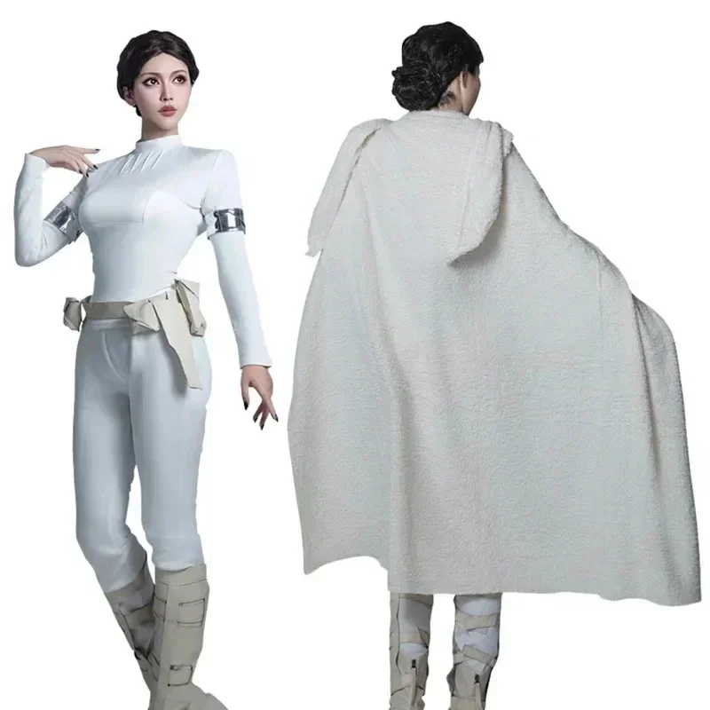 Disfraz de Padme Amidala, Capa de Fantasía, Traje de Batalla Espacial, Disfraces para Niñas, Mujeres y Adultas, Halloween ABC 123