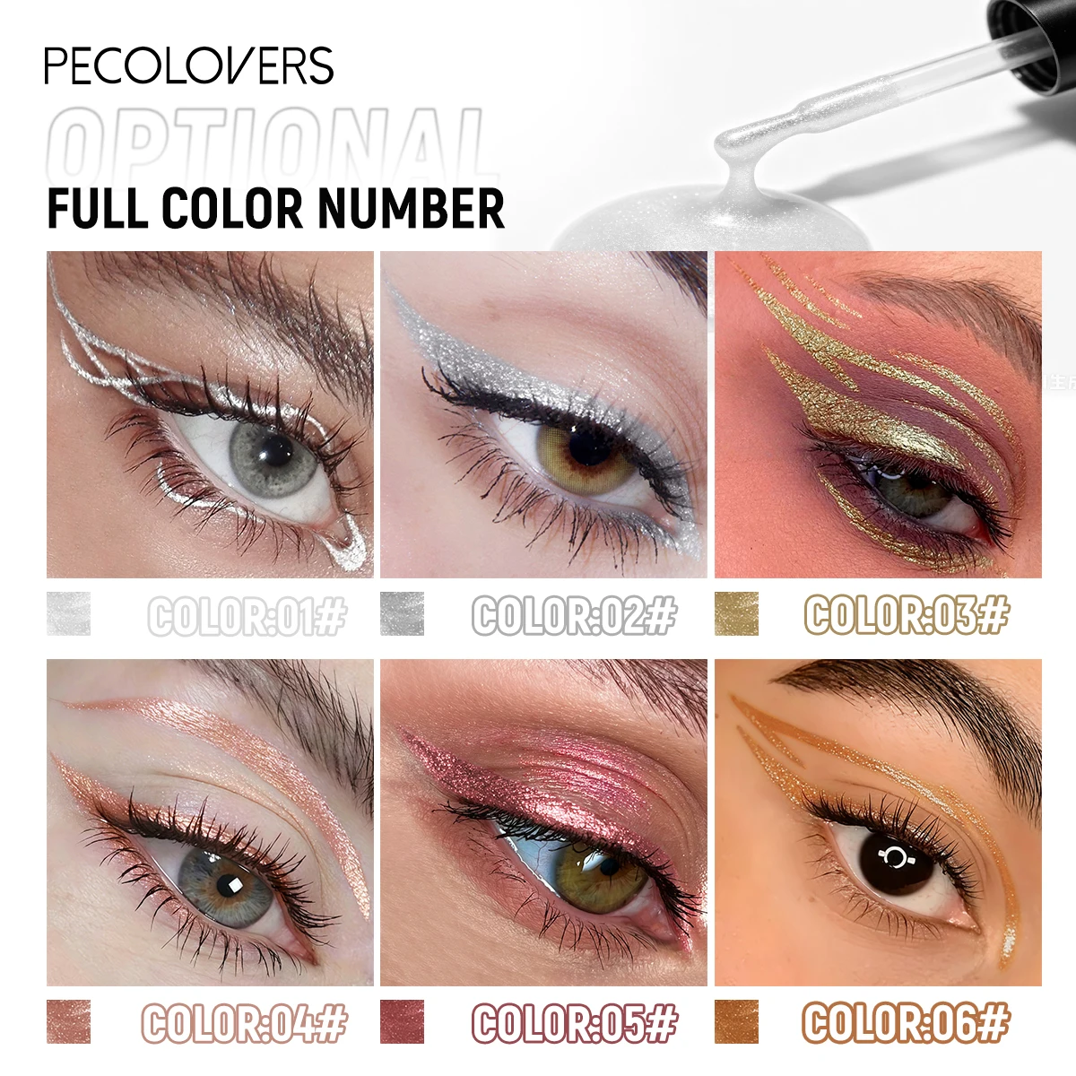 12PCS Glitter Liquid Eyeliner Pack, Sparkly Metallic Shine Eye Liner, Waterproof Multi Color Eye Makeup For Club Cosplay