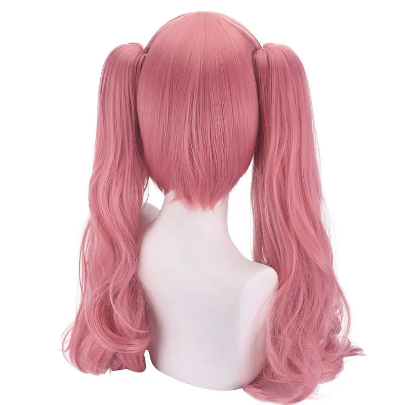 Hot Anime Heat Resistant Synthetic Hair Halloween Party Pink Double Ponytail Woman Perona Miku Cosplay Wigs + Net Cap