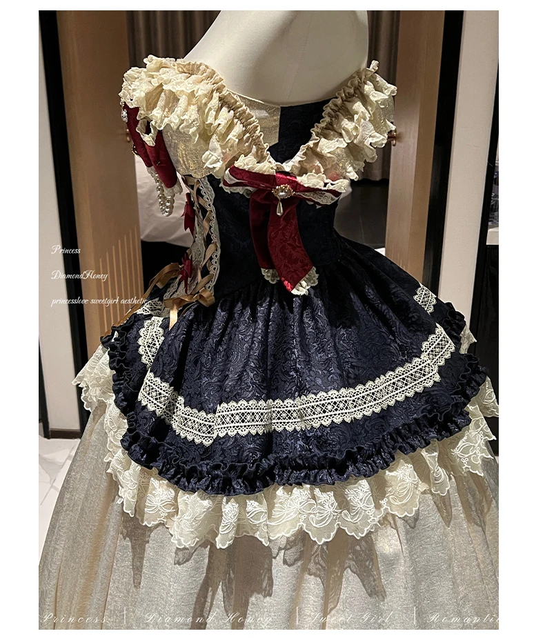 Original Bridal Wedding Maxi Dresses Girl Women's Sweet Bow Skinny Elegant Vintage Heavy Industry Lolita Birthday Party Dresses - Image 6